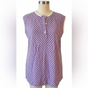 Vtg 60s Union Made Purple Geometric Knit Sleeveless Swim Coverup - Size 46 / L